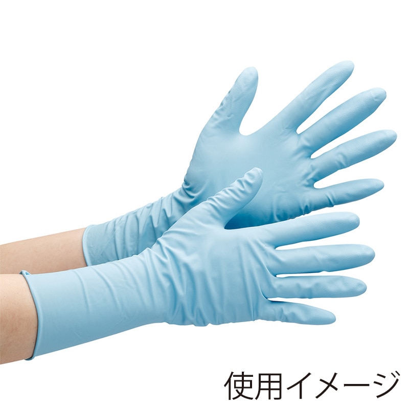 ミドリ安全 ニトリル手袋 ロング 粉なし ベルテ766H S 厚手 ブルー 50枚入 4049176610 1箱(ご注文単位1箱)【直送品】