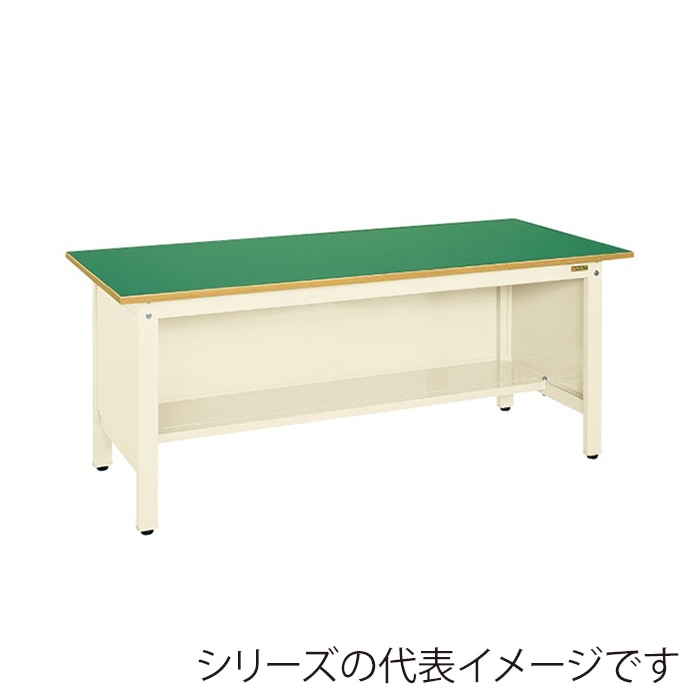 サカエ 軽量作業台 KKタイプ 三方パネル付サカエリューム天板 グリーン/アイボリー KK-59FPI 1台(ご注文単位1台)【直送品】