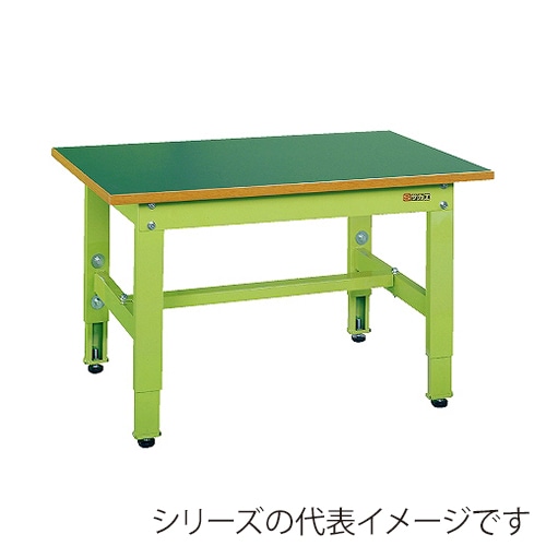 サカエ 低床用軽量高さ調整作業台 TKK4タイプサカエリューム天板 グリーン/グリーン TKK4-186F 1台(ご注文単位1台)【直送品】