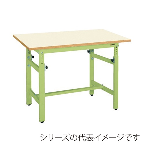 サカエ 軽量高さ調整作業台　TKKタイプ ポリエステル天板　アイボリー／グリーン TKK-157PKIG 1台（ご注文単位1台）【直送品】