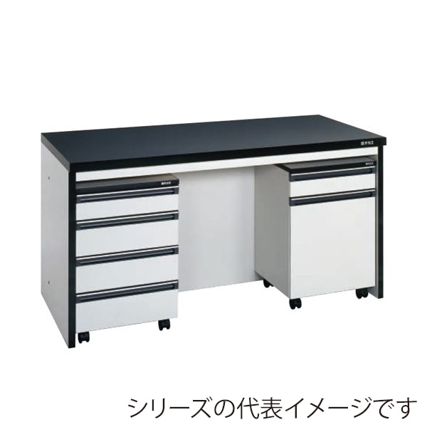 サカエ サイド実験台 キャビネットワゴン2台付 1800mm グレー/ブラック ST-18HAB 1台(ご注文単位1台)【直送品】