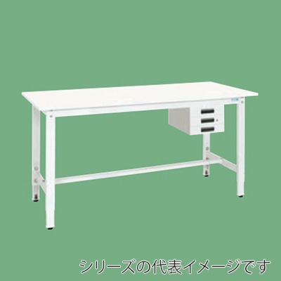 サカエ 軽量高さ調整作業台 TKK8タイプ キャビネット3段付 パールホワイト TKK8-126CVPW 1台(ご注文単位1台)【直送品】