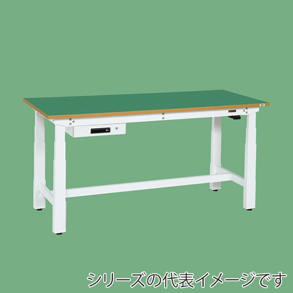 サカエ 電動昇降作業台 重量タイプ キャビネット1段付サカエリューム天板 グリーン/ホワイト DKN-157AFEW 1台(ご注文単位1台)【直送品】