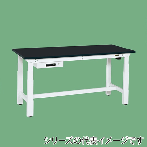 サカエ 電動昇降作業台 重量タイプ キャビネット1段付 特殊アクリル天板 ブラック/ホワイト DKN-157ACW 1台(ご注文単位1台)【直送品】