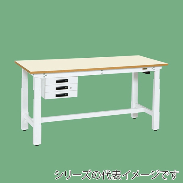 サカエ 電動昇降作業台 重量タイプ キャビネット3段付 メラミン天板 アイボリー/ホワイト DKN-187CIMW 1台(ご注文単位1台)【直送品】