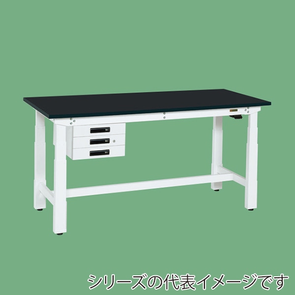サカエ 電動昇降作業台 重量タイプ キャビネット3段付 特殊アクリル天板 ブラック/ホワイト DKN-187CCW 1台(ご注文単位1台)【直送品】