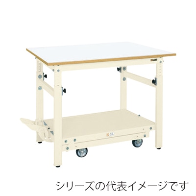 サカエ 軽量作業台 ペダル昇降移動式 TKKタイプサカエリューム天板 ホワイト/アイボリー TKK-127FPDIV 1台(ご注文単位1台)【直送品】
