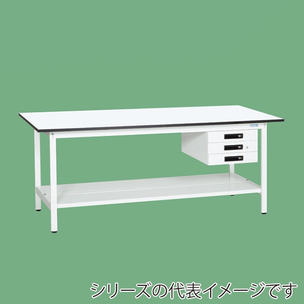 サカエ 軽量作業台 KAタイプ 中板・キャビネット3段付 パールホワイト KA-186CTMW 1台(ご注文単位1台)【直送品】