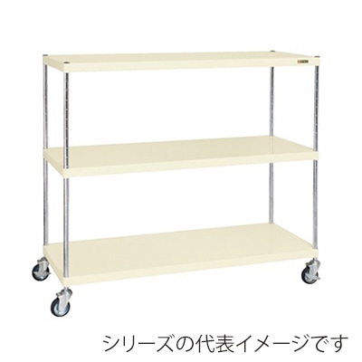 サカエ ニューCSパールキャスターラック　3段 ゴム車　アイボリー CSPRA-1123RI 1台（ご注文単位1台）【直送品】