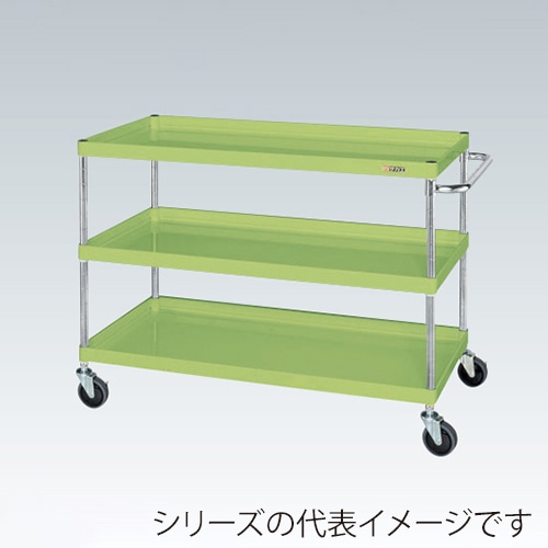サカエ CSパールワゴン　中量　3段 サイレントエラストマー車　グリーン CSP-1083SE 1台（ご注文単位1台）【直送品】