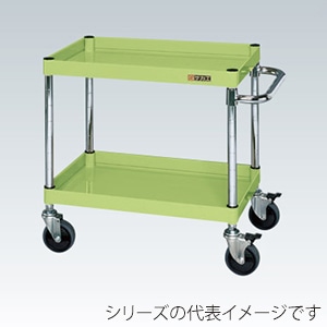 サカエ CSパールワゴン 中量 2段 ダブルストッパー仕様 サイレントエラストマー車 グリーン CSP-7562DSE 1台(ご注文単位1台)【直送品】
