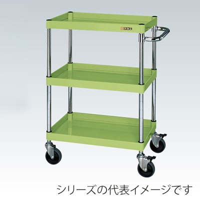 サカエ CSパールワゴン 中量 3段 ダブルストッパー仕様 サイレントエラストマー車 グリーン CSP-9083DSE 1台(ご注文単位1台)【直送品】