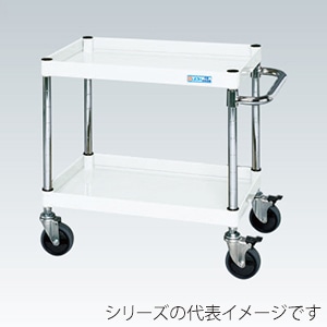 サカエ CSパールワゴン 中量 2段 ダブルストッパー仕様 サイレントエラストマー車 パールホワイト CSP-9062DSEW 1台(ご注文単位1台)【直送品】