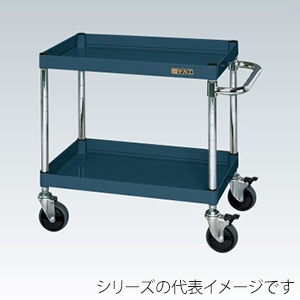 サカエ CSパールワゴン 中量 2段 ダブルストッパー仕様 サイレントエラストマー車 ダークグレー CSP-7562DSED 1台(ご注文単位1台)【直送品】