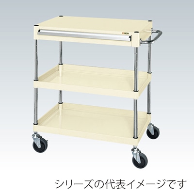 サカエ CSパールワゴン 中量 3段 引出付 天板フラット サイレントエラストマー車 アイボリー CSP-7582ASEI 1台(ご注文単位1台)【直送品】