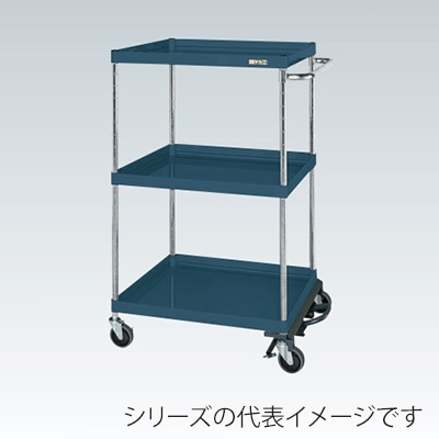サカエ CSパールワゴン 中量 3段 フットブレーキ付 サイレントエラストマー車 ダークグレー CSP-75123BRSED 1台(ご注文単位1台)【直送品】