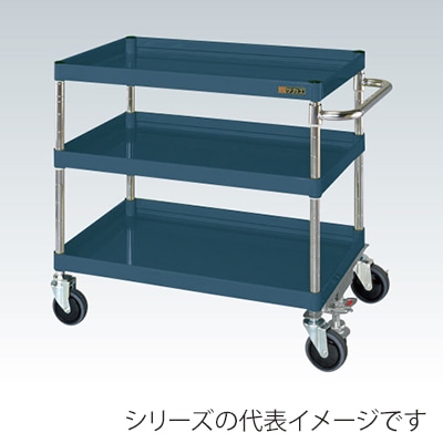 サカエ CSパールワゴン 中量 3段 フロアストッパー付 サイレントエラストマー車 ダークグレー CSP-7573FSSED 1台(ご注文単位1台)【直送品】