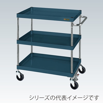 サカエ CSパールワゴン 中量 3段 フロアストッパー付 サイレントエラストマー車 ダークグレー CSP-7583FSSED 1台(ご注文単位1台)【直送品】