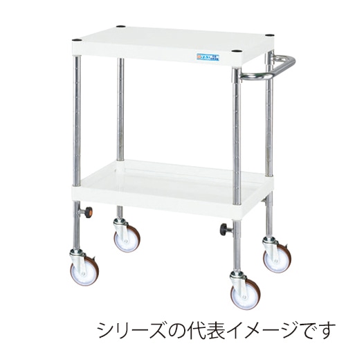 サカエ CSパールワゴン 高さ調整タイプ 2段 ナイロンウレタン車 パールホワイト TCSP-7572NUW 1台(ご注文単位1台)【直送品】