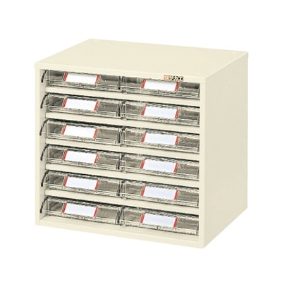 サカエ ピックケース　引出し12個 アイボリー L2-12 1台（ご注文単位1台）【直送品】