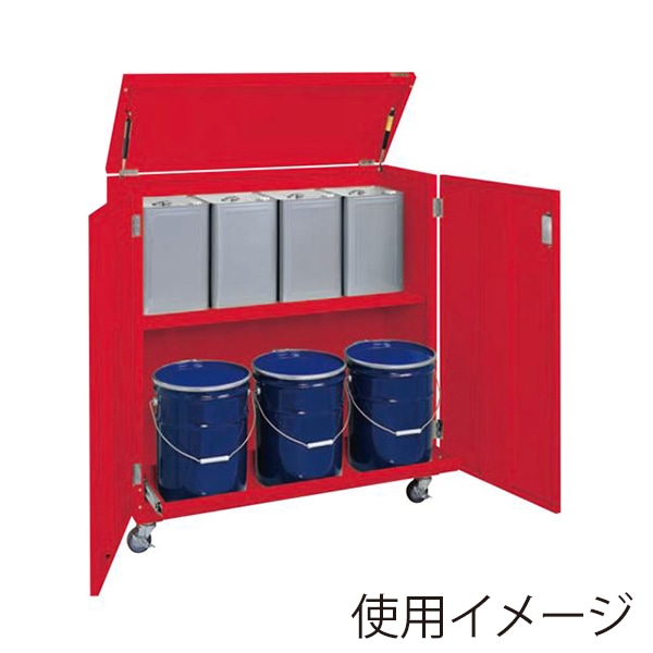 サカエ 一斗缶保管庫 一斗缶・ペール缶兼用タイプ・移動式 レッド KU-ITKDR 1台(ご注文単位1台)【直送品】