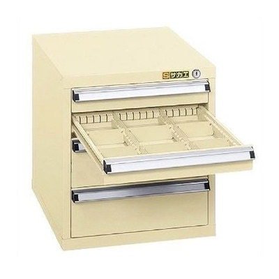 サカエ スモールキャビネット 引出し4段 アイボリー SL-44I 1台(ご注文単位1台)【直送品】