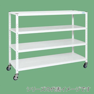 サカエサカエキャスターラック 4段 ゴム車 パールホワイト STN3-1012RW 1台(ご注文単位1台)【直送品】