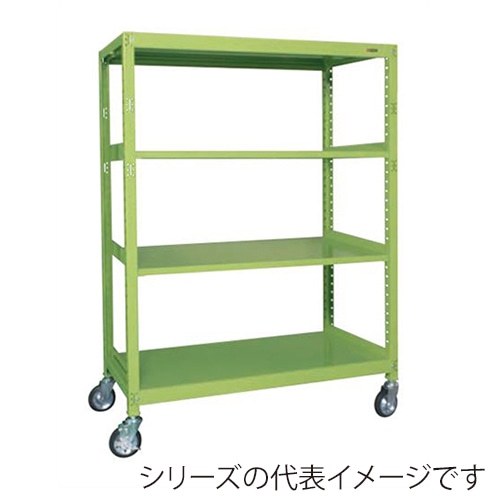 サカエ キャスターラックRK型 4段 ゴム車 グリーン RKCN-5454 1台(ご注文単位1台)【直送品】