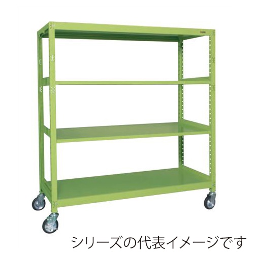 サカエ キャスターラックRK型　4段 ゴム車　グリーン RKCN-8784 1台（ご注文単位1台）【直送品】