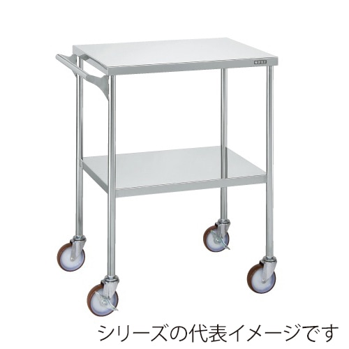 サカエ ステンレスCSワゴン 2段 SUS304 フラット型 取手付 ナイロンウレタン車 CSF-DSU 1台(ご注文単位1台)【直送品】
