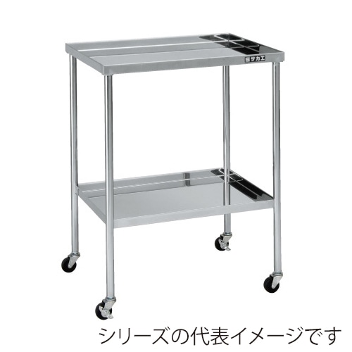 サカエ ステンレスCSワゴン 2段 SUS304 フラット型 ゴム車 CSF-F2SU 1台(ご注文単位1台)【直送品】