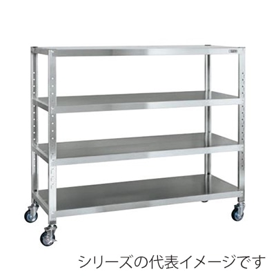 サカエ ステンレスサカエキャスターラック 4段 SUS430 ゴム車 STN2-1012RSU4 1台(ご注文単位1台)【直送品】