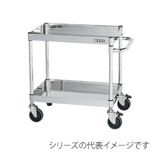 サカエ ステンレスCSパールワゴン ダブルストッパー 2段 SUS430 サイレントエラストマー車 CSP4-6062DSE 1台(ご注文単位1台)【直送品】