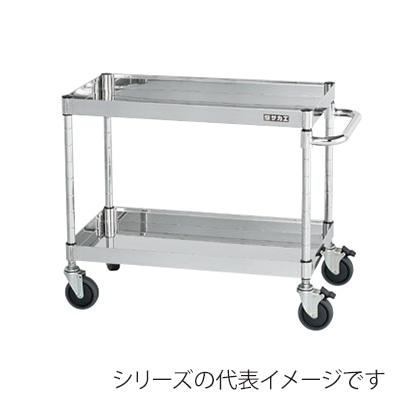 サカエ ステンレスCSパールワゴン ダブルストッパー 2段 SUS304 サイレントエラストマー車 CSP3-7562DSE 1台(ご注文単位1台)【直送品】