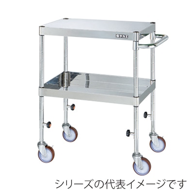 サカエ ステンレスCSパールワゴン 2段 下部昇降タイプ SUS430 ナイロンウレタン車 TCSP4-6472NU 1台(ご注文単位1台)【直送品】