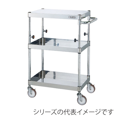 サカエ ステンレスCSパールワゴン 2段 上部昇降タイプ SUS430 ナイロンウレタン車 TCSP4-6083NU 1台(ご注文単位1台)【直送品】