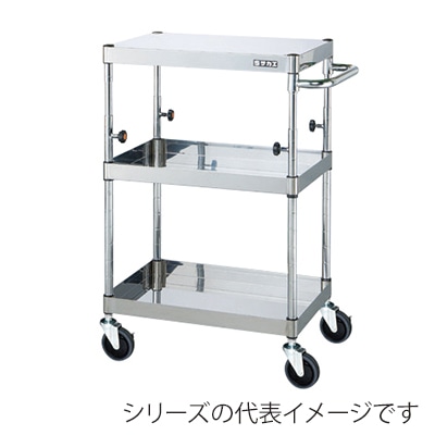 サカエ ステンレスCSパールワゴン 2段 上部昇降タイプ SUS430 サイレントエラストマー車 TCSP4-6083SE 1台(ご注文単位1台)【直送品】