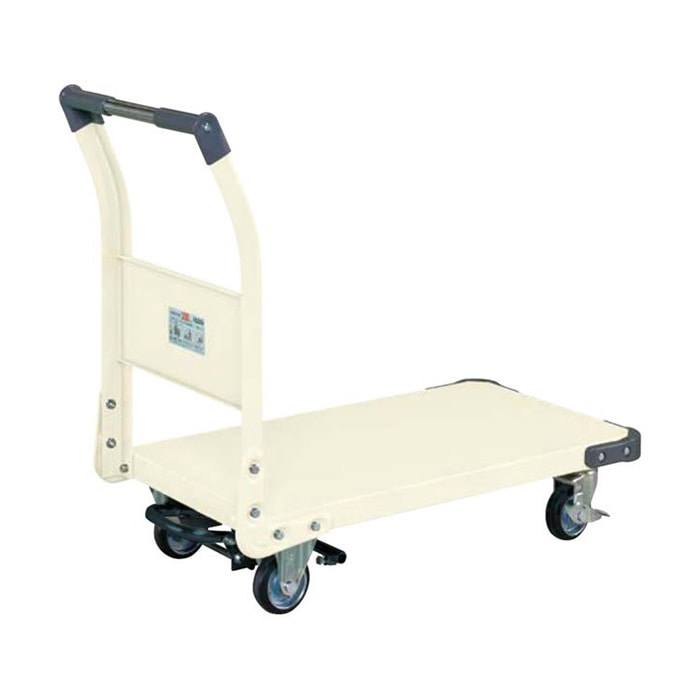サカエ 特製四輪車 300kgタイプ フットブレーキ付 ゴム車 アイボリー TAN-22BRI 1台(ご注文単位1台)【直送品】