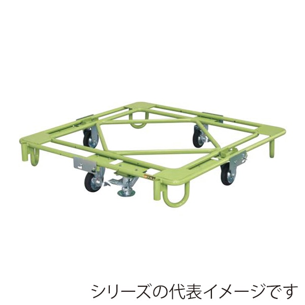 サカエ 自在移動回転台車 中量型 フロアストッパー付 ゴム車 グリーン RB-4RG 1台(ご注文単位1台)【直送品】