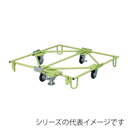 サカエ 樹脂パレット台車 フロアストッパー付 ゴム車 グリーン SC-110F 1台(ご注文単位1台)【直送品】