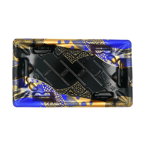 エフピコ 寿司容器 輝ステージ枠盛 本体 2-5 はな扇子青 50枚/袋(ご注文単位16袋)【直送品】