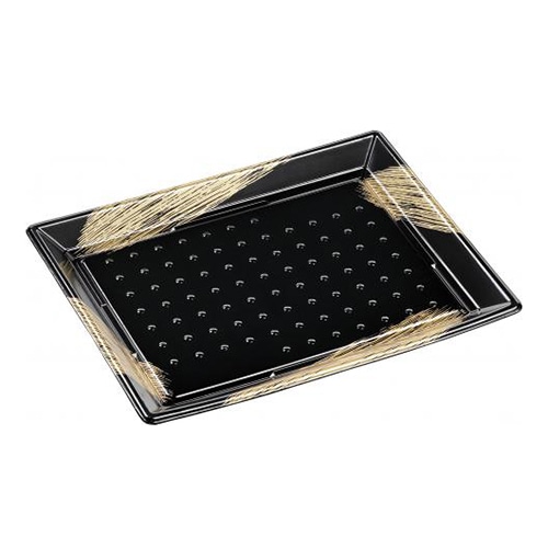 エフピコ 寿司容器　ひら皿-260　本体  エコ黒ふで金 50枚/束（ご注文単位4束）【直送品】