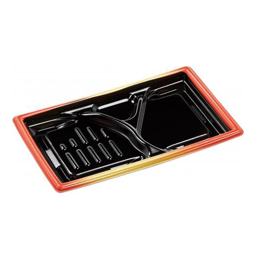 エフピコ 弁当容器　MFPモダン　本体 26-15-1浅 赤金フチ黒N 50枚/束（ご注文単位12束）【直送品】