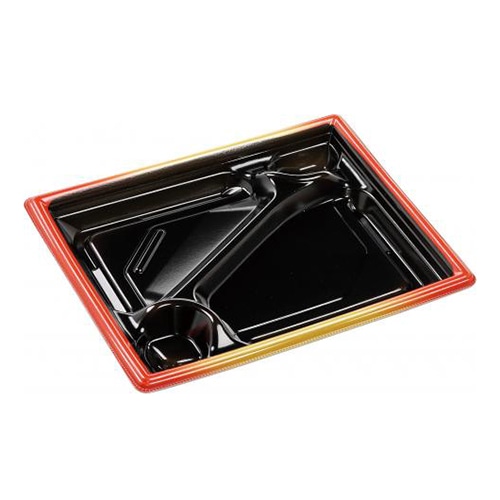 エフピコ 弁当容器　MFPモダン　本体 24-20-1 赤金フチ黒N 50枚/束（ご注文単位12束）【直送品】