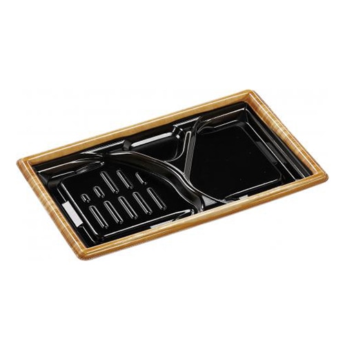 エフピコ 弁当容器　MFPモダン　本体 26-15-1浅 モクフチ黒N 50枚/束（ご注文単位12束）【直送品】
