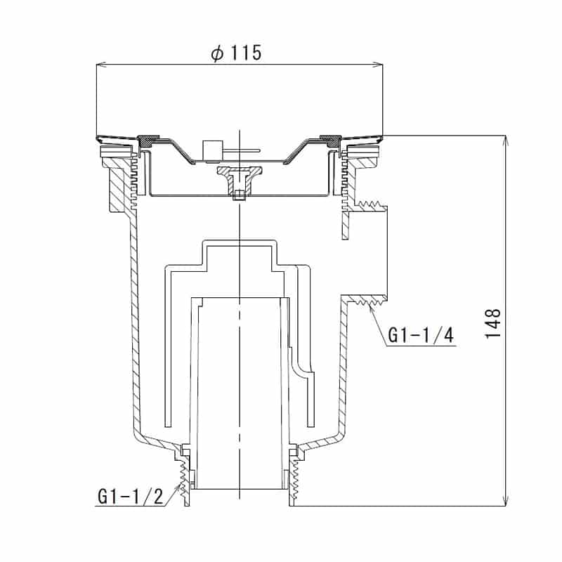 スギコ産業 小型ゴミ収納器付防臭排水トラップ 40A オーバーフロー付 D蓋 Wリング付 TA4720-TO-197D(S) 1個(ご注文単位1個)【直送品】
