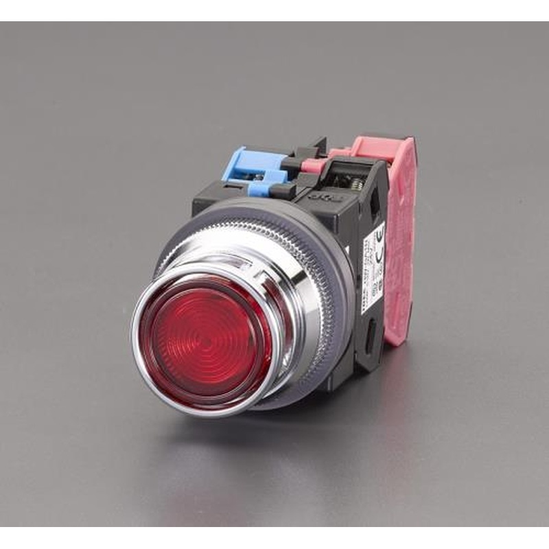 エスコ EA940DA-73A AC/DC24V押しボタンスイッチ(LED照光フルガード/赤) 1個(ご注文単位1個)【直送品】