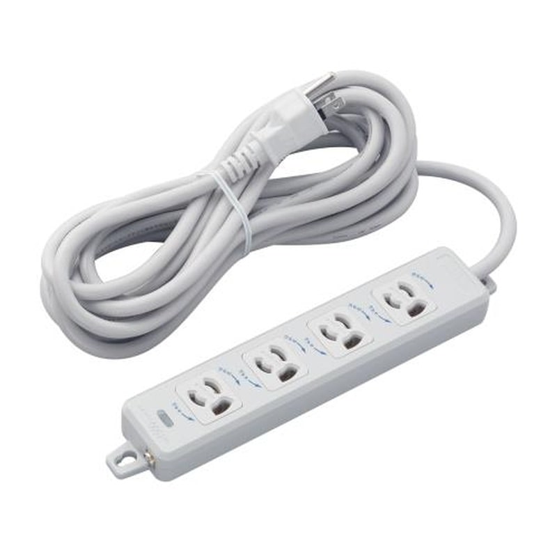 エスコ EA815GK-45 AC125V/15Ax5mタップ(4口・抜け止・アース付) 1個(ご注文単位1個)【直送品】