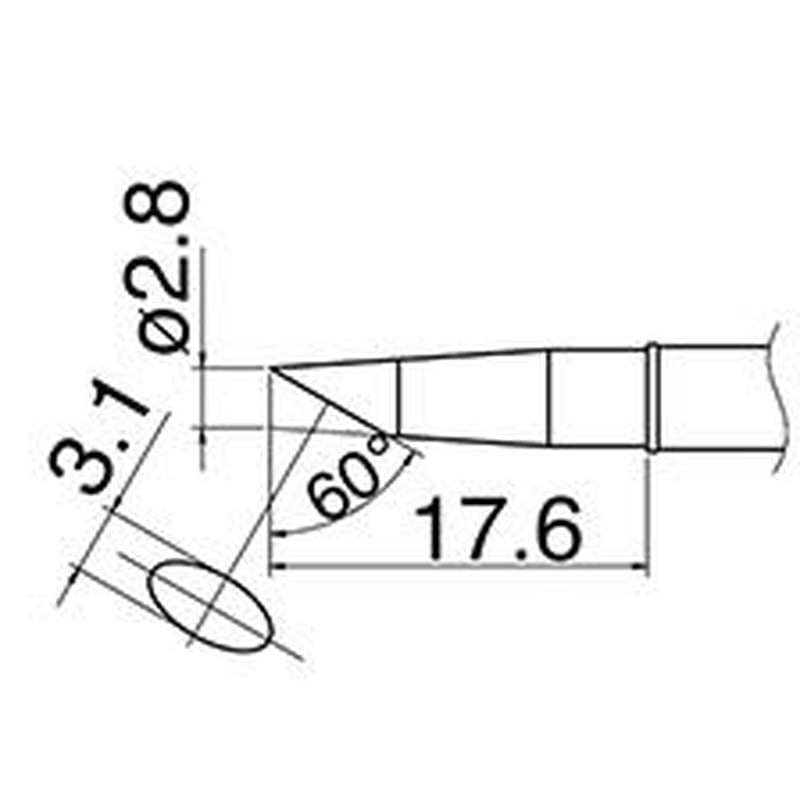エスコ EA304AL-10 φ2.8mm交換用こて先(EA304AL用) 1個（ご注文単位1個）【直送品】