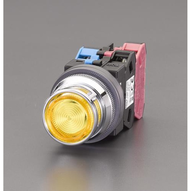 エスコ EA940DA-75A AC/DC24V押しボタンスイッチ(LED照光フルガード/黄) 1個(ご注文単位1個)【直送品】
